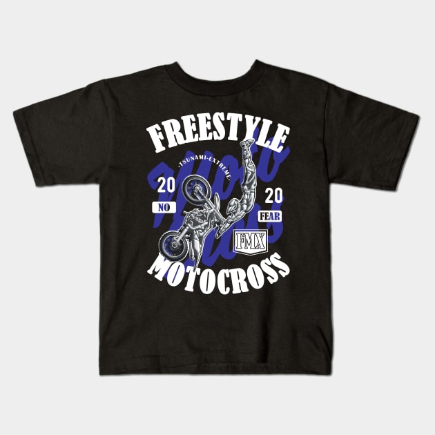 Freestyle Motocross FMX No Fear Blue Kids T-Shirt by Hariolf´s Mega Store